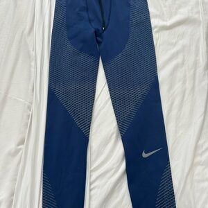 Nike Navy Compression Leggings with Bright Yellow Accents
